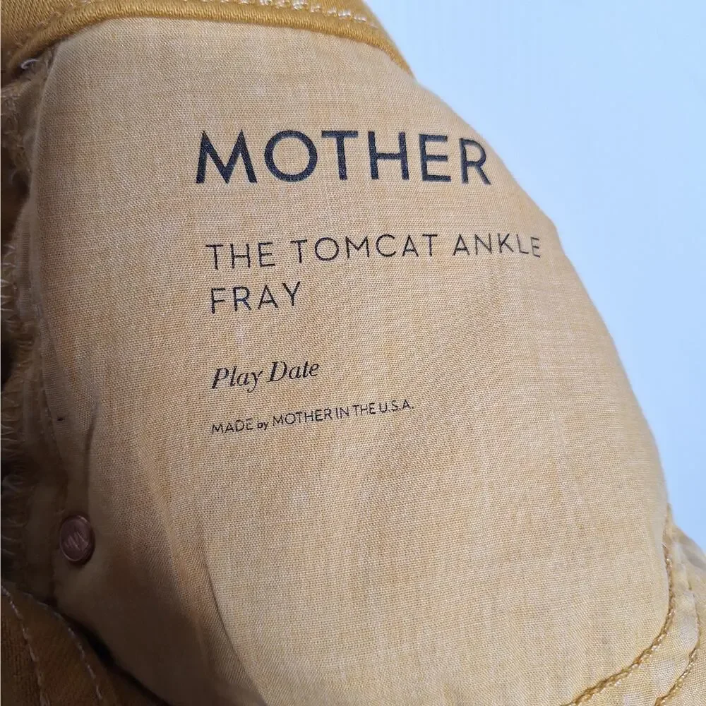 Mother Jeans Tomcat Ankle Fray Denim Buckthorn Mustard 27 (28 